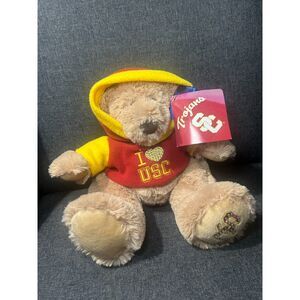 USC Trojans Teddy Bear Plush I Heart USC Hoodie Rhinestone Logo NCAA Collegiate